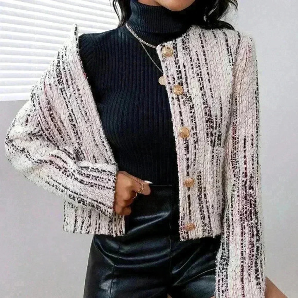 Multicolor Casual Womens Allover Print Button Front Overcoat - Picture 3 of 5